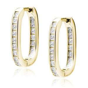 Cercei argint placati cu aur galben cu pietre 12 mm x 16 mm DiAmanti Z2090DEG_W-DIA (Argint 925‰ 2,3 g.)